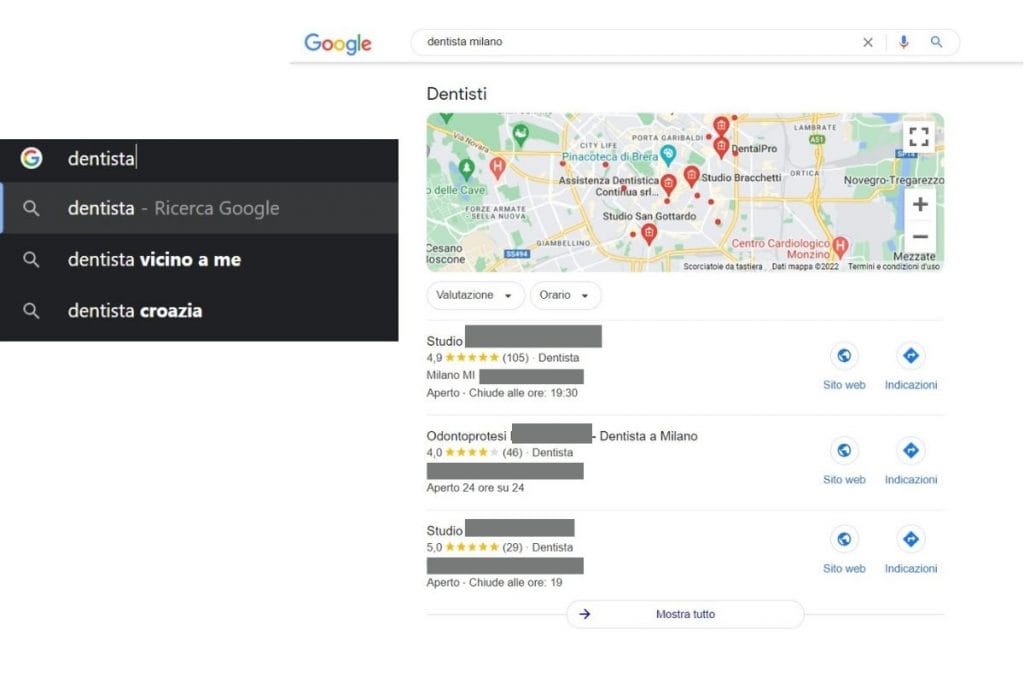 Local SEO per Dentisti - Ricerca Google Maps